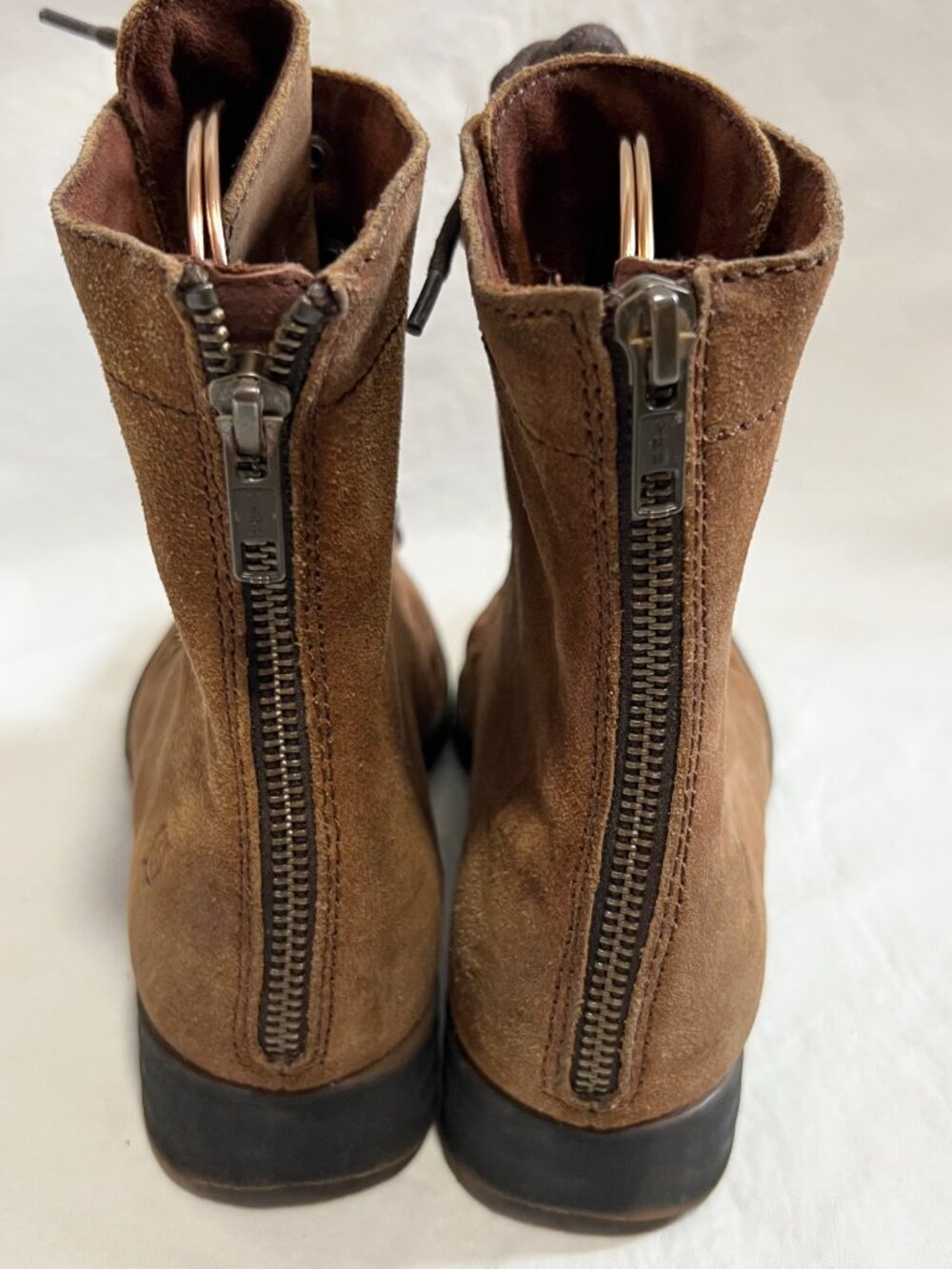 Born combat boots brown suede Kelisa zip up lace up womens 7.5 low heel - Picture 4 of 12